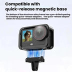 For DJI Osmo Action 6 Aluminum Alloy Cage Expandable Protective Frame with Silicone Lens Cap, Alloy Cage