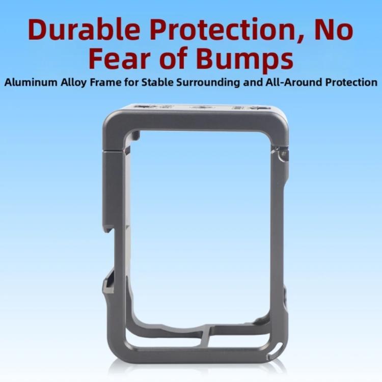 For DJI Osmo Action 6 Metal Extension Cage Protective Frame with Cold Shoe Mount, Gray Cage