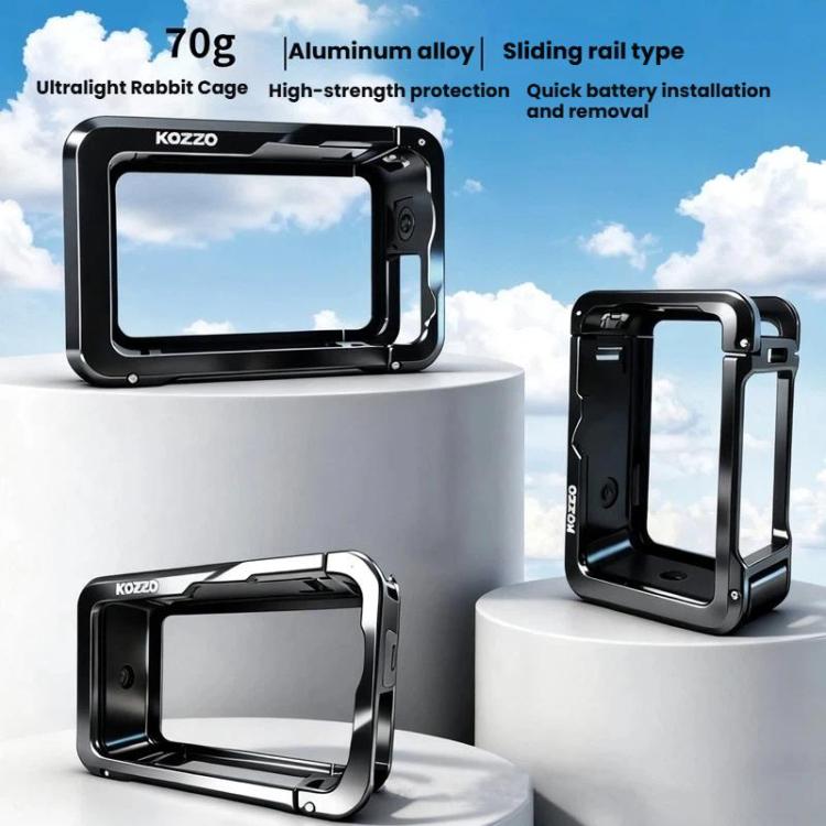 kozzo DJ101 Metal Rabbit Cage Sports Camera Dual Opening Aluminum Alloy Expanding Protective Bezel, For DJI Osmo Action 6