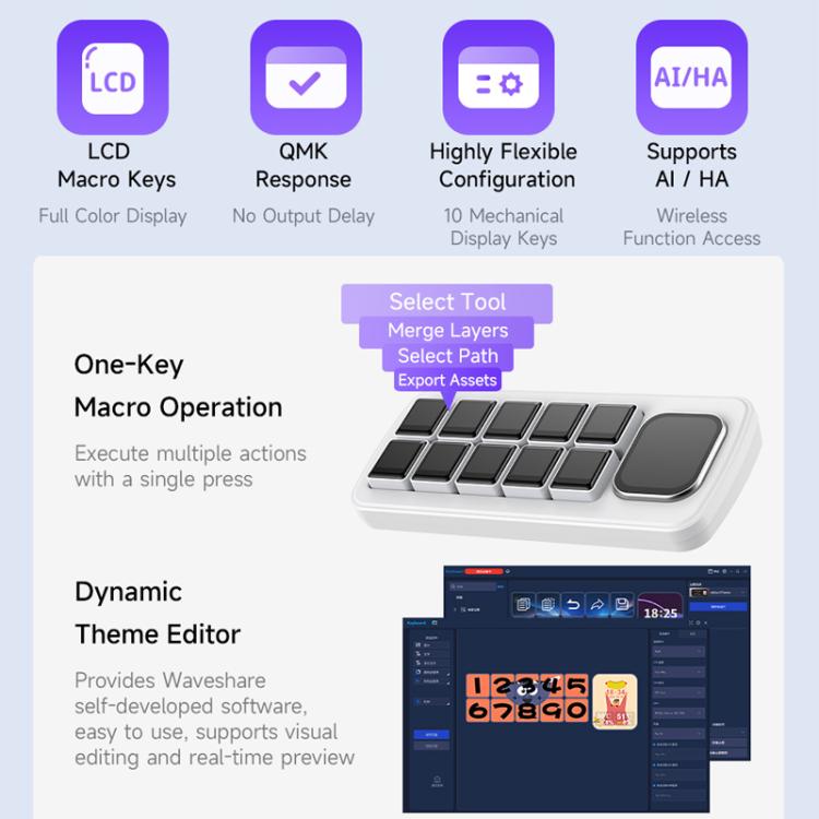WAVESHARE MK10 Multi-Functional AI Voice Control Panel, 32329
