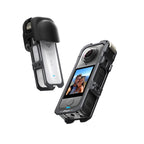 For Insta360 X4 Air aMagisn Quick-Release Metal Cage Wind Noise Reduction Expandable Frame with Lens Cap, Metal Cage