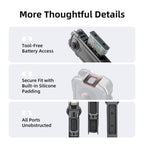 For Insta360 X4 Air aMagisn Quick-Release Metal Cage Wind Noise Reduction Expandable Frame with Lens Cap, Metal Cage