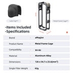 For Insta360 X4 Air aMagisn Quick-Release Metal Cage Wind Noise Reduction Expandable Frame with Lens Cap, Metal Cage