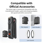 For Insta360 X4 Air aMagisn Quick-Release Metal Cage Wind Noise Reduction Expandable Frame with Lens Cap, Metal Cage