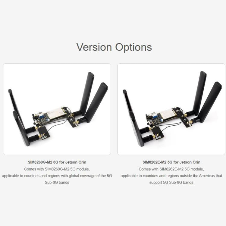 For Jetson Orin Module, Supports 5G NSA And SA Networking, GNSS Positioning, WAVESHARE SIM8260G-M2 5G, WAVESHARE SIM8262E-M2 5G