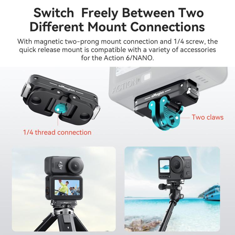 For DJI Osmo Action 6/Nano aMagisn Bidirectional Magnetic Quick Release Adapter  2.0, aMagisn Adapter