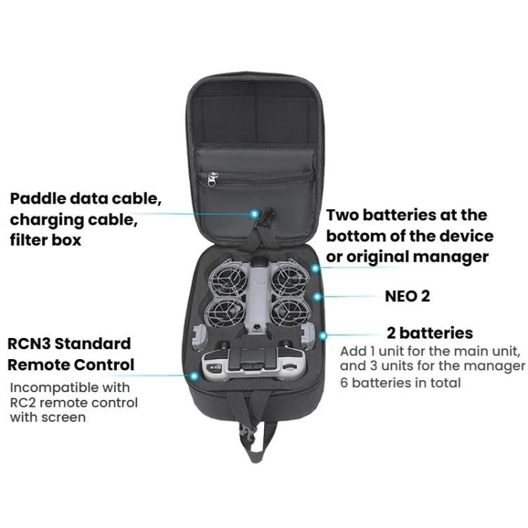 For DJI Neo 2 BKano Outdoor Portable Hard Shell Smooth Fly Kit Organizer Bag Mini Chest Bag, Chest Bag(Black)