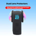 For GoPro MAX2 Optical Glass Lenses Dual Lens Protectors Anti-Fog & Scratch-Resistant Camera Lens Cap, Glass Lenses