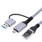 USB-C/USB 3.0 To RJ45 Gigabit Ethernet Cable LAN Converter, 2-in-1 Ethernet Cable