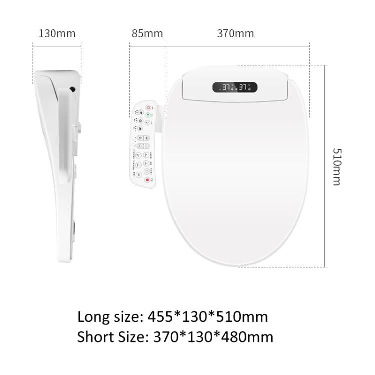 Smart Toilet Seat with Armrest Control Features Instant Heating, Warm Air Dryer, Self-Cleaning Nozzle, LED Night Light, Long Type US Plug, Short Type US Plug, Long Type EU Plug, Short Type EU Plug
