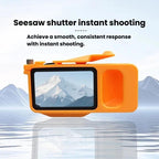 For DJI Osmo Action 6 Street Photo Handle Action Camera Handheld Bracket Cage Accessory, Frame Black, Frame Orange, Frame+Lens Cap Black, Frame+Lens Cap Oramge