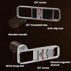 For Fujifilm X-E5 Flymile Camera L-Shaped Cold Shoe Mount For One-Handed Shooting, Black Ebony, Silver Walnut