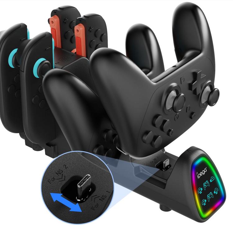 ipega 10-in-1 Charging Dock for Nintendo Switch 2 / Switch Joy-Con & Switch 2 Pro Controllers USB Plug Version, PG-SW2187