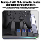 ipega 12-in-1 Multi-Function Charging Dock for Nintendo Switch 2/Switch Joy-Con Charging, Pro Controller Dock, Cooling Fan, Game & Headset Storage Organizer, 12-in-1
