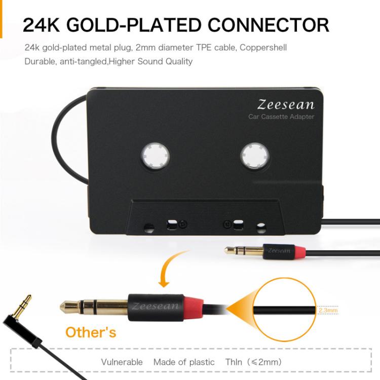 Zeesean 3.5mm Stereo Plug Car Cassette Converter, BT004