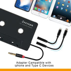 Zeesean 3.5mm Stereo Plug Car Cassette Converter, BT004