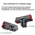 For DJI Osmo Action 6 / Nano Ribionex Dual-Sided Magnetic Quick-release Adapter Mount with 2-Claw and 1/4-inch Tripod Thread