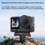 For DJI Osmo Action 6 / Nano Ribionex Dual-Sided Magnetic Quick-release Adapter Mount with 2-Claw and 1/4-inch Tripod Thread