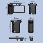For DJI Osmo Action 4 / 3 / 5 Pro Flymile Adapter Extended Rabbit Cage Accessory, Handle, Set Plastic Version