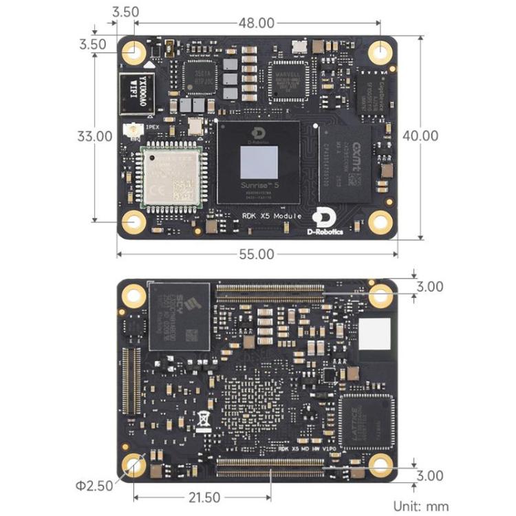 X5 AI Module 10 TOPS Computing Power, Integrated Octa-Core Cortex A55 CPU With Wireless RAM EMMC, Waveshare RDK X5 MD 104032