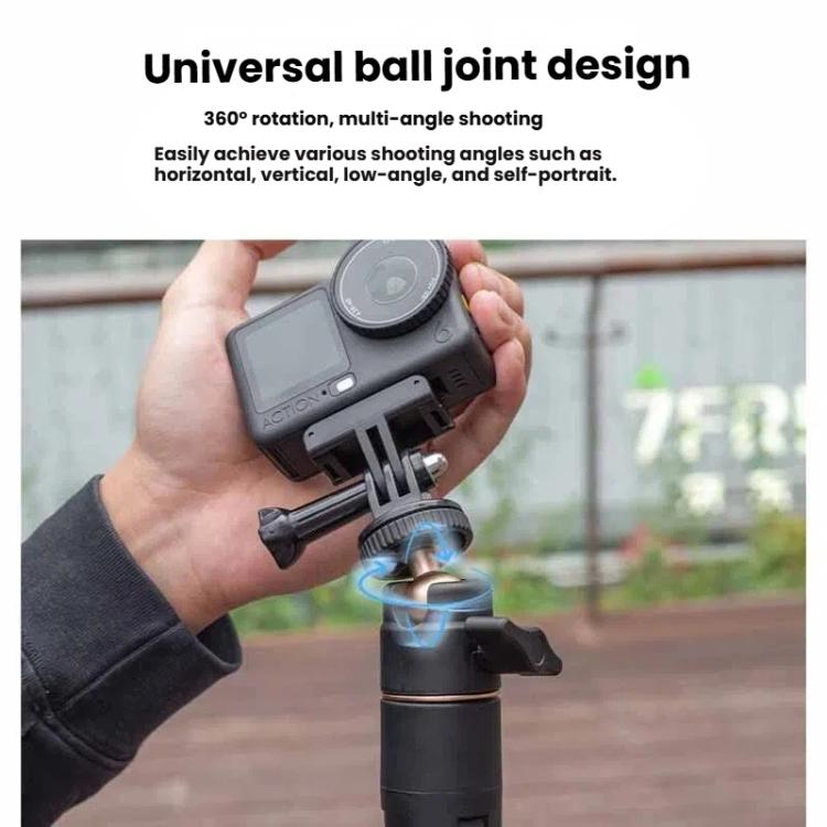 1.2m Extendable Selfie Stick Tripod For Action Cameras With Ball Head 360-Degree Rotatable
