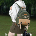 Cwatcun D249 Casual Shoulder Camera Bag Decompressorized Quick Access DSLR Storage Bag, Small Army Green, Medium Army Green
