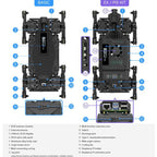 Waveshare WAVEGO Pro 12-DOF Bionic Dog-Like Robot Open Source For ESP32 And Raspberry Pi, Basic, EX, Pi 5