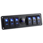 Waterproof Switch Panel For Vehicles And Ships With Digital Voltage Display, Blue