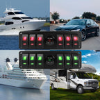 Waterproof Switch Panel With Digital Voltage Display For Vehicles And Ships, Red, Green