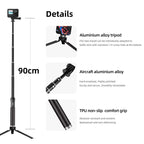 TELESIN 0.9M Selfie Stick Monopod Tripod Compatible With Action Cameras And Smartphones, Aluminum Alloy Tripod, Plastic Tripod