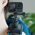 Universal Shoulder Strap Mount For Action Cameras With 360-Degree Rotating Ball Head Hands-Free POV Shooting