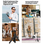 19-43cm Mini Handheld Selfie Stick Tripod with 360-degree Rotating Ball Head for for DJI, Insta360, GoPro and Other Action Cameras, 2-claw version