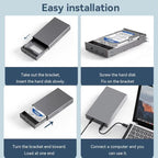 Blueendless U35K 3.5/2.5 inch Hard Drive Enclosure All-Metal USB 3.0 / Type-C High-Speed SATA Portable Hard Drive Enclosure, US Plug, EU Plug, UK Plug, AU Plug
