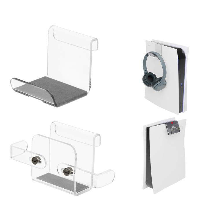 For PS5 Console Acrylic Overhead Hanger Dual Hook for Controller, Headset, and Hard Drive Storage