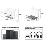 For PS5 Console Acrylic Overhead Hanger Dual Hook for Controller, Headset, and Hard Drive Storage