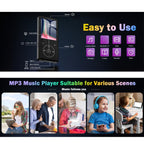 2.4 inch Colorful Screen MP3 Music Player With Bluetooth 5.0 Speaker, 4GB, 8GB, 16GB, 32GB, 64GB