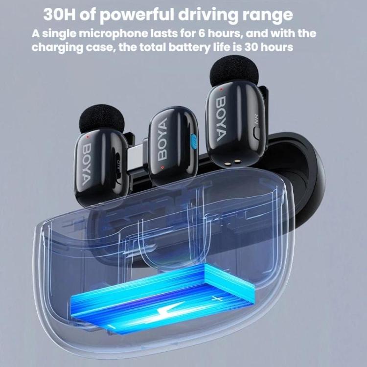 BOYA Mini Finger Microphone Wireless Lapel Clip Mobile Live Streaming Noise Reduction Recording Microphone, Type-C 1 To 1, Type-C 1 To 2+Charging Case, 8 Pin 1 To 1