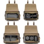 Cwatcun D181 Retro Single Shoulder Camera Bag Casual Mirrorless / DSLR Camera Canvas Bag, Small Brown, Medium Brown