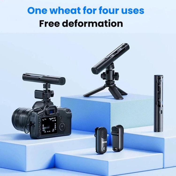 BOYA Magic 4 In 1 Flexible Wireless Lapel Microphone Live Streaming With Noise Reduction Interviews Desktop Mic, 07 Type-C 1 To 1 With Charging Case, 05 Type-C 1 To 2 With Charging Case, 02 3 Receivers+2 Transmitters+Charging Case