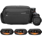 QISEMIAN Men Messenger Camera Bag Water-Resistant DSLR Photography Sling Bag With Removable Dividers & Tripod Mount