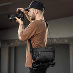 QISEMIAN XK110 Men Messenger Camera Bag Water-Resistant DSLR Photography Sling Bag With Removable Dividers & Tripod Mount