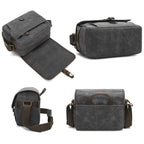 Waxed Canvas Camera Messenger Bag with Adjustable Dividers for DSLR Photography and Travel, L Dusty Yellow, L Army Green, L Deep Gray, S Army Green, S Dusty Yellow, S Deep Gray