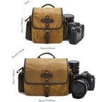 Waxed Canvas Camera Messenger Bag with Adjustable Dividers for DSLR Photography and Travel, L Dusty Yellow, L Army Green, L Deep Gray, S Army Green, S Dusty Yellow, S Deep Gray