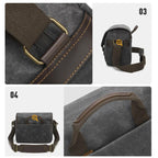 Waxed Canvas Camera Messenger Bag with Adjustable Dividers for DSLR Photography and Travel, L Dusty Yellow, L Army Green, L Deep Gray, S Army Green, S Dusty Yellow, S Deep Gray