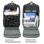 QISEMIAN Photography Backpack with Removable Insert, Dry-Wet Separation Zone, Customizable Dividers for Cameras & 16-Inch Laptop