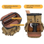 Waxed Canvas Photography Backpack Retro Double-Shoulder Bag For Mirrorless Camera And Laptop