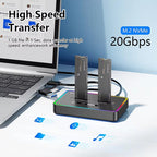 Blueendless SD07 M.2 Dual-Bay Hard Drive Enclosure NVMe Offline Cloning Device, Without RGB Light, With RGB Light