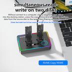 Blueendless SD07 M.2 Dual-Bay Hard Drive Enclosure NVMe Offline Cloning Device, Without RGB Light, With RGB Light