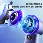 Rechargeable Handheld & Desktop Fan with Cooling Ice Mode, 100 Speed Turbo Fan, Smart Display, Portable Personal Fan for Outdoor & Office