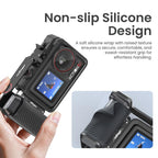 aMagisn Street Photography Handle Grip for DJI Action 5 Pro/Action 4/Action 3, Compatible with Original Camera Cage, Plastic Version, Metal Black, Metal Gray